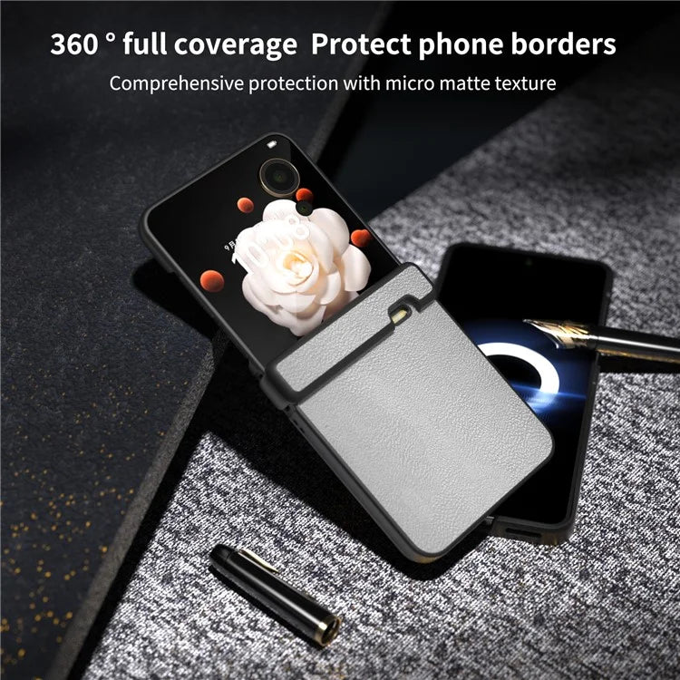 For Honor Magic V Flip 5G Case Hinge Protection PU Leather+PC Phone Cover