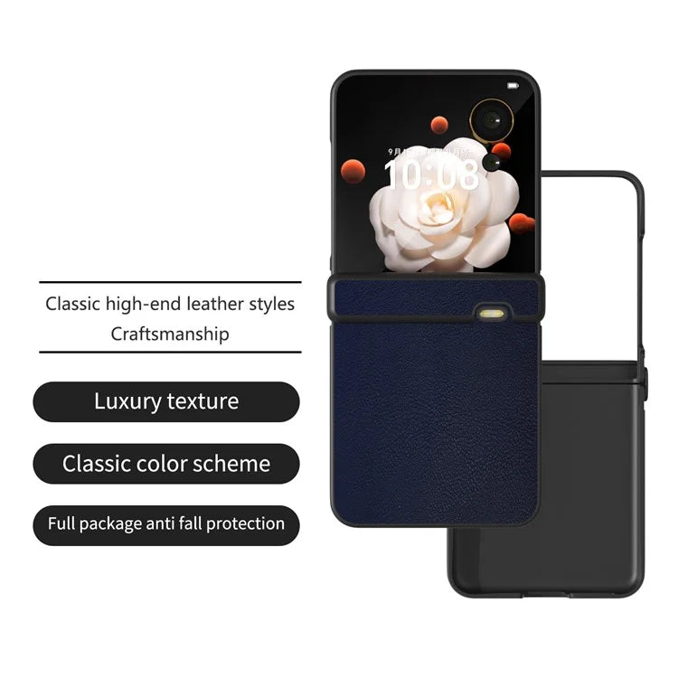 For Honor Magic V Flip 5G Case Hinge Protection PU Leather+PC Phone Cover