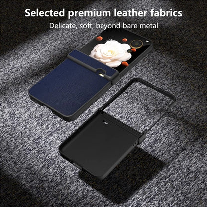 For Honor Magic V Flip 5G Case Hinge Protection PU Leather+PC Phone Cover