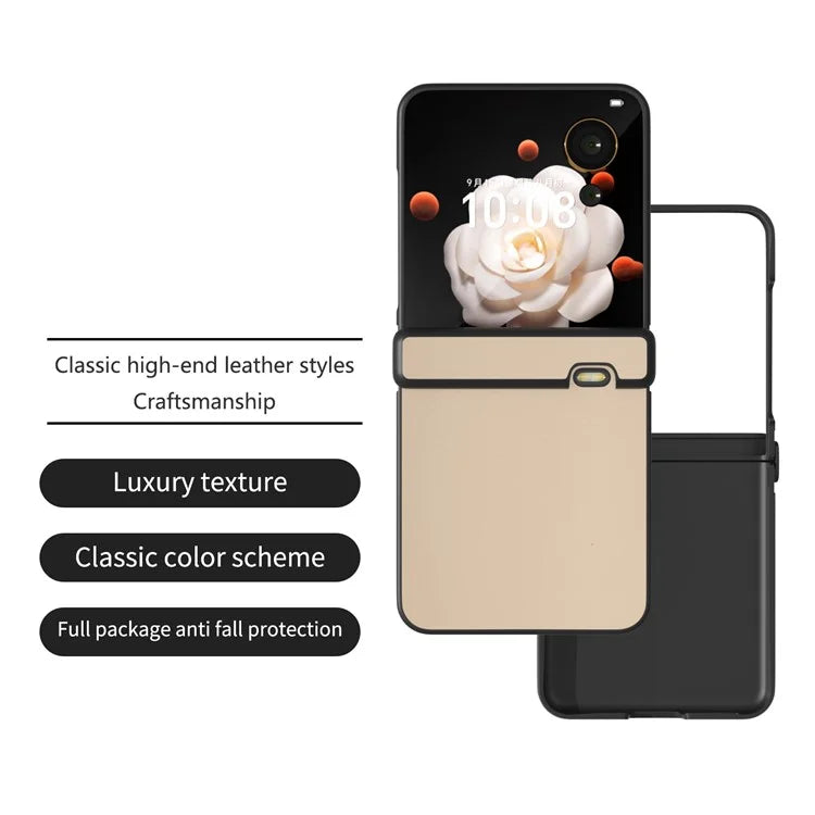 For Honor Magic V Flip 5G Case Hinge Protection PU Leather+PC Phone Cover