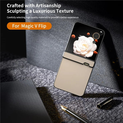 For Honor Magic V Flip 5G Case Hinge Protection PU Leather+PC Phone Cover