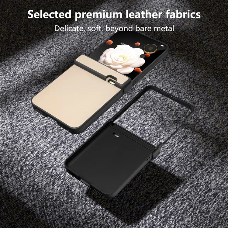 For Honor Magic V Flip 5G Case Hinge Protection PU Leather+PC Phone Cover