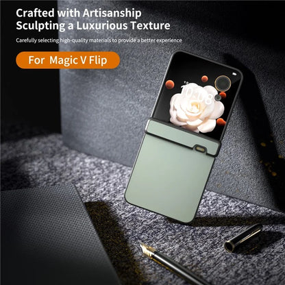 For Honor Magic V Flip 5G Case Hinge Protection PU Leather+PC Phone Cover