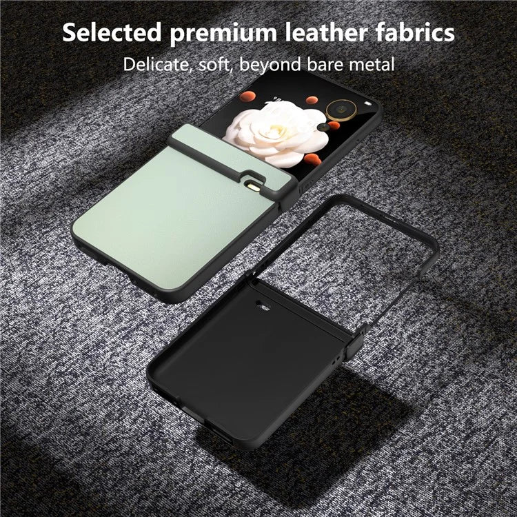 For Honor Magic V Flip 5G Case Hinge Protection PU Leather+PC Phone Cover