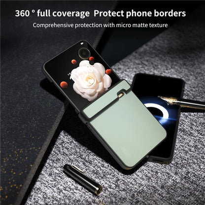 For Honor Magic V Flip 5G Case Hinge Protection PU Leather+PC Phone Cover