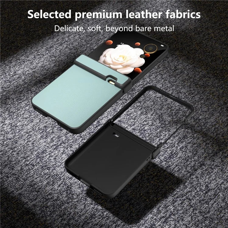 For Honor Magic V Flip 5G Case Hinge Protection PU Leather+PC Phone Cover