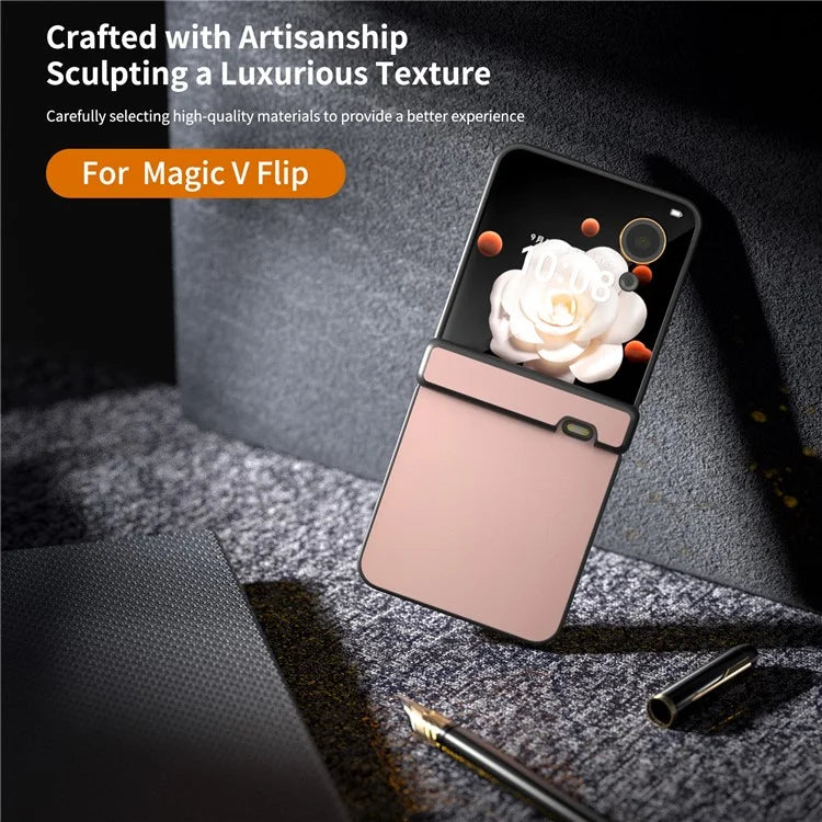 For Honor Magic V Flip 5G Case Hinge Protection PU Leather+PC Phone Cover