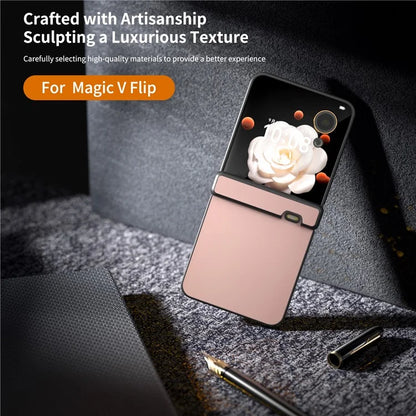 For Honor Magic V Flip 5G Case Hinge Protection PU Leather+PC Phone Cover