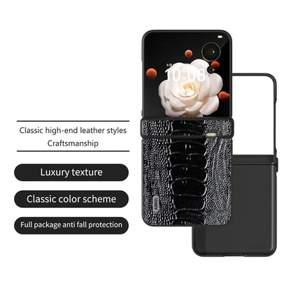 ABEEL For Honor Magic V Flip 5G Case Genuine Cow Leather+PC Cover Hinge Protection