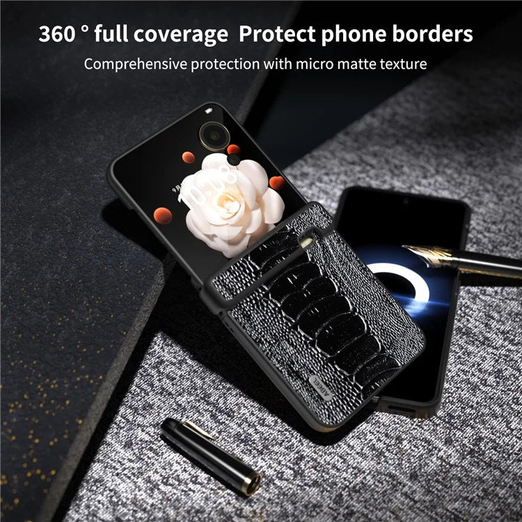 ABEEL For Honor Magic V Flip 5G Case Genuine Cow Leather+PC Cover Hinge Protection