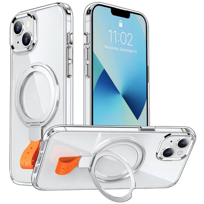 For iPhone 13 Case Magnetic Kickstand PC Drop Protection Phone Cover Clear Back