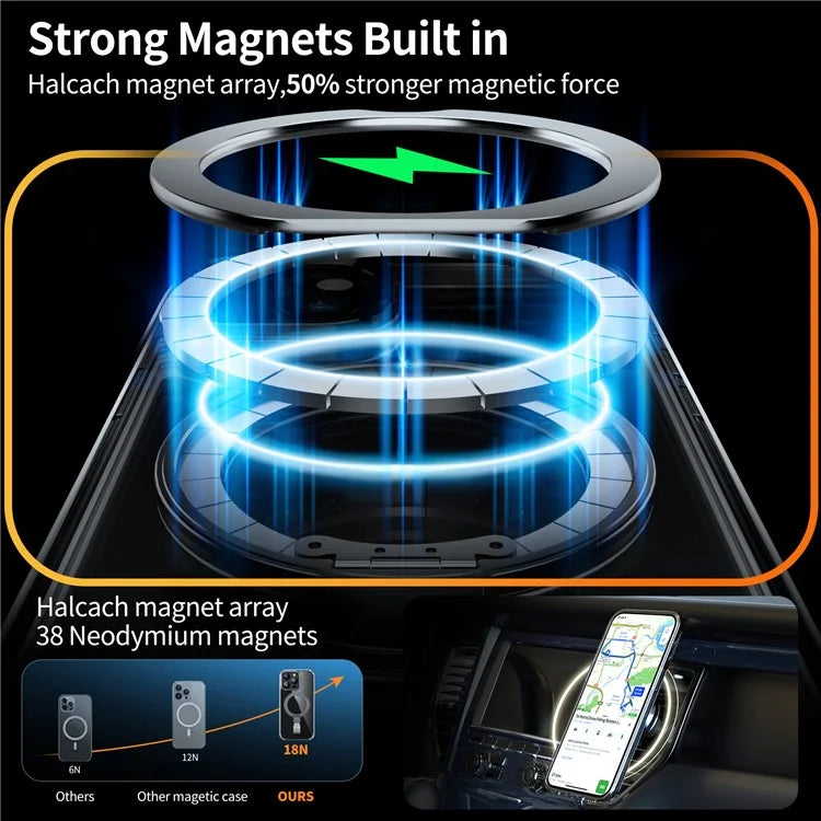 For iPhone 13 Case Magnetic Kickstand PC Drop Protection Phone Cover Clear Back