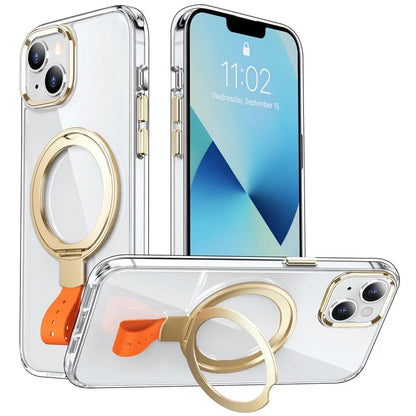 For iPhone 13 Case Magnetic Kickstand PC Drop Protection Phone Cover Clear Back