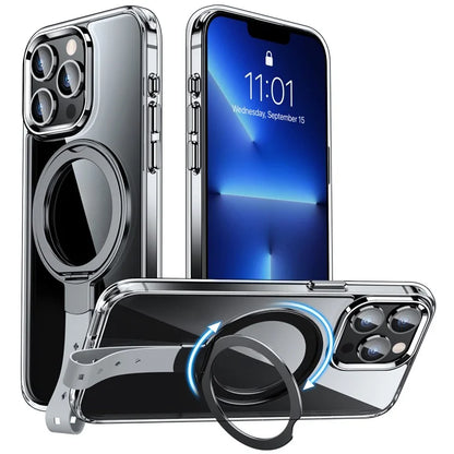 For iPhone 13 Pro Max Case Magnetic Kickstand Rotatable Hard Plastic Phone Cover