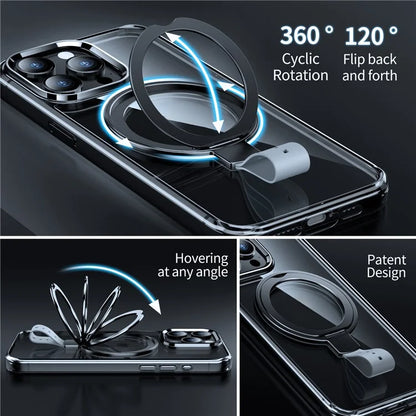 For iPhone 13 Pro Max Case Magnetic Kickstand Rotatable Hard Plastic Phone Cover