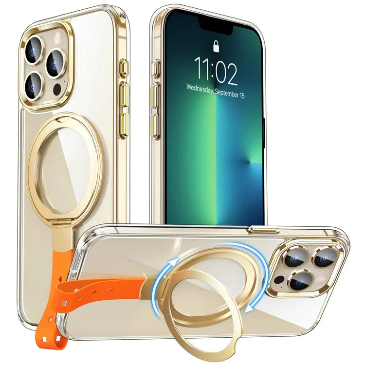 For iPhone 13 Pro Max Case Magnetic Kickstand Rotatable Hard Plastic Phone Cover