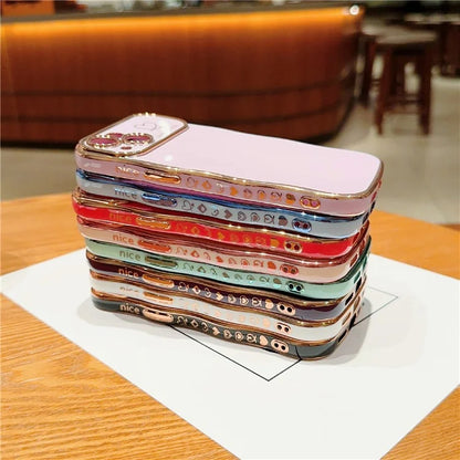For iPhone 15 Plus Case Wave Frame with Love Heart Raised Camera Protection TPU Cover