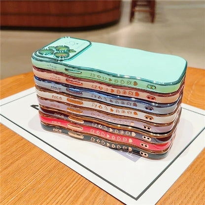 For iPhone 15 Pro Max Case Wave Frame with Love Heart Raised Camera Protection TPU Cover
