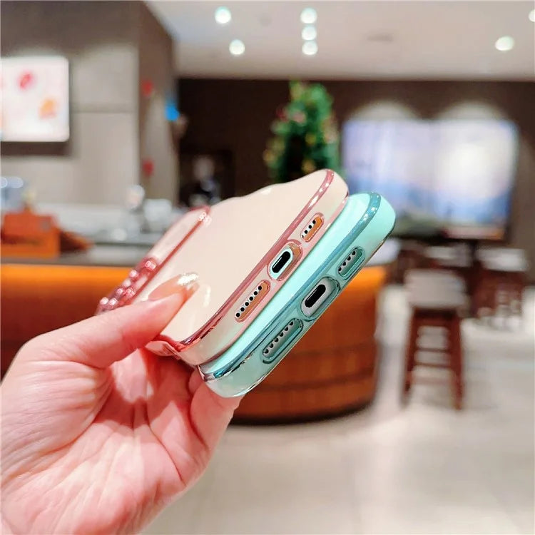 For iPhone 15 Pro Max Case Wave Frame with Love Heart Raised Camera Protection TPU Cover