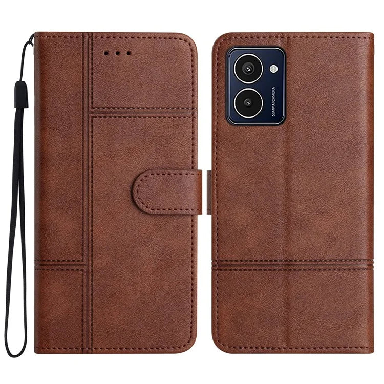 For HMD Pulse Pro Case Line Imprinted PU Leather Wallet Phone Cover