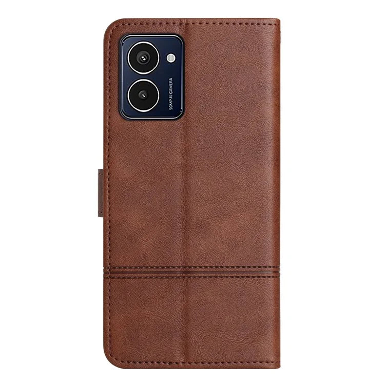For HMD Pulse Pro Case Line Imprinted PU Leather Wallet Phone Cover