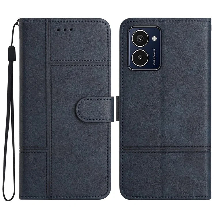 For HMD Pulse Pro Case Line Imprinted PU Leather Wallet Phone Cover