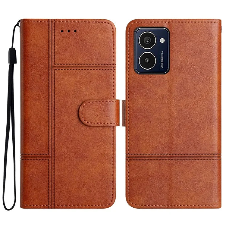For HMD Pulse Pro Case Line Imprinted PU Leather Wallet Phone Cover