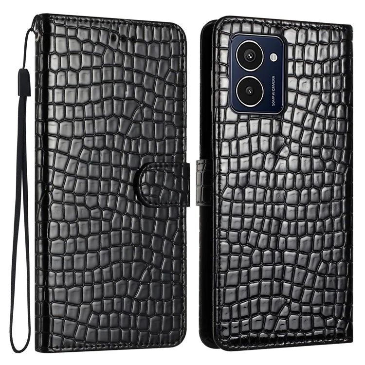 For HMD Pulse Pro Case Stand PU Leather Phone Cover Classic Crocodile Pattern
