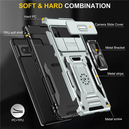 Armor Series For Google Pixel 9 Pro XL Case PC+TPU Kickstand Phone Cover with Camshield