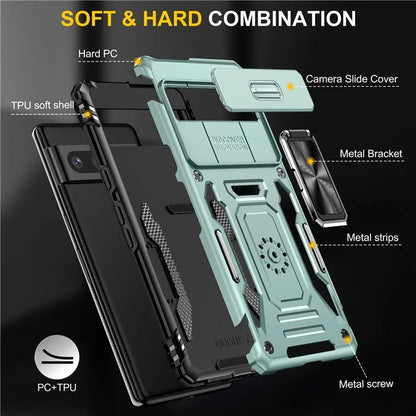 Armor Series For Google Pixel 9 Pro XL Case PC+TPU Kickstand Phone Cover with Camshield