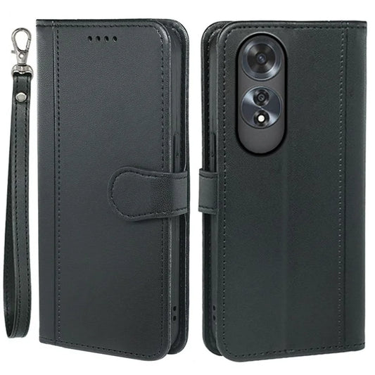 HX02 For Oppo A60 4G Case Magnetic Closure Leather Wallet Phone Cover with Strap