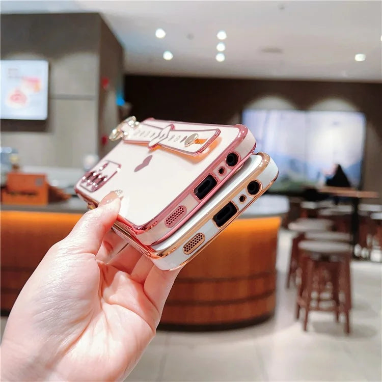 For Samsung Galaxy A15 4G / 5G Case Love Heart Pattern TPU Phone Cover Wristband Kickstand Holder