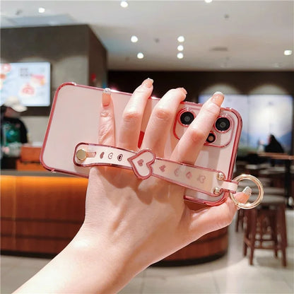 For Samsung Galaxy A25 5G (Global) (161.0 X 76.5 X 8.3mm) Case with Wrist Strap TPU Phone Cover Love Heart