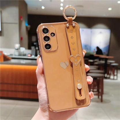 For Samsung Galaxy A25 5G (Global) (161.0 X 76.5 X 8.3mm) Case with Wrist Strap TPU Phone Cover Love Heart