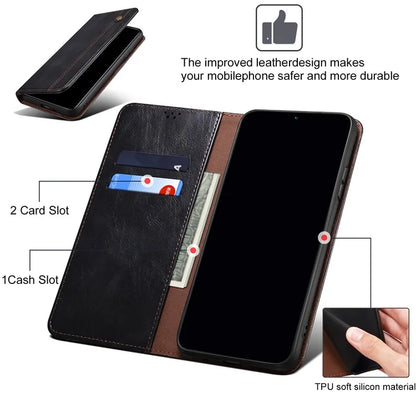 For iPhone 16 Plus Case Crazy Horse Texture Waxy Leather Wallet Stand Cover
