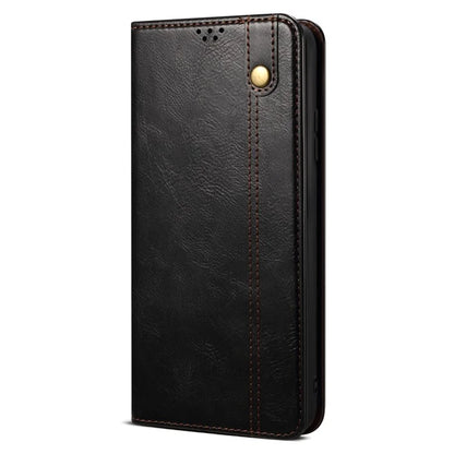 For iPhone 16 Plus Case Crazy Horse Texture Waxy Leather Wallet Stand Cover