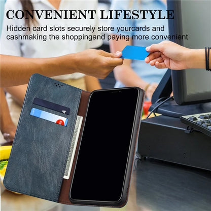 For iPhone 16 Plus Case Crazy Horse Texture Waxy Leather Wallet Stand Cover