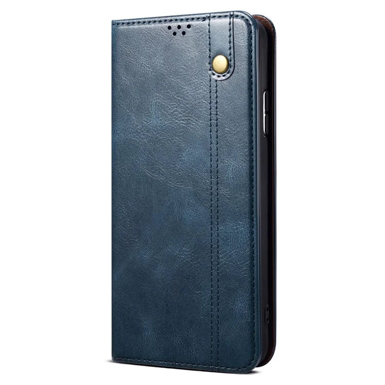 For iPhone 16 Plus Case Crazy Horse Texture Waxy Leather Wallet Stand Cover