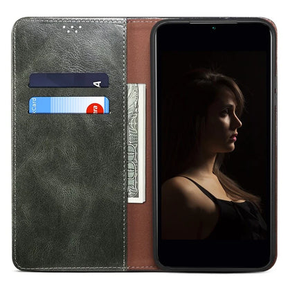 For iPhone 16 Plus Case Crazy Horse Texture Waxy Leather Wallet Stand Cover