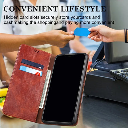 For iPhone 16 Plus Case Crazy Horse Texture Waxy Leather Wallet Stand Cover