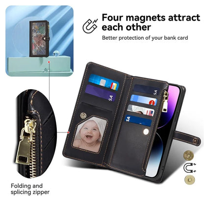 ESEBLE Galaxy Series For iPhone 16 Case Leather Zipper Phone Cover RFID Blocking