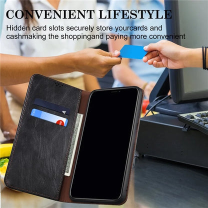 For iPhone 16 Case Crazy Horse Texture Waxy Leather Wallet Stand Cover