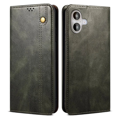 For iPhone 16 Case Crazy Horse Texture Waxy Leather Wallet Stand Cover