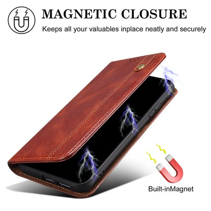For iPhone 16 Case Crazy Horse Texture Waxy Leather Wallet Stand Cover