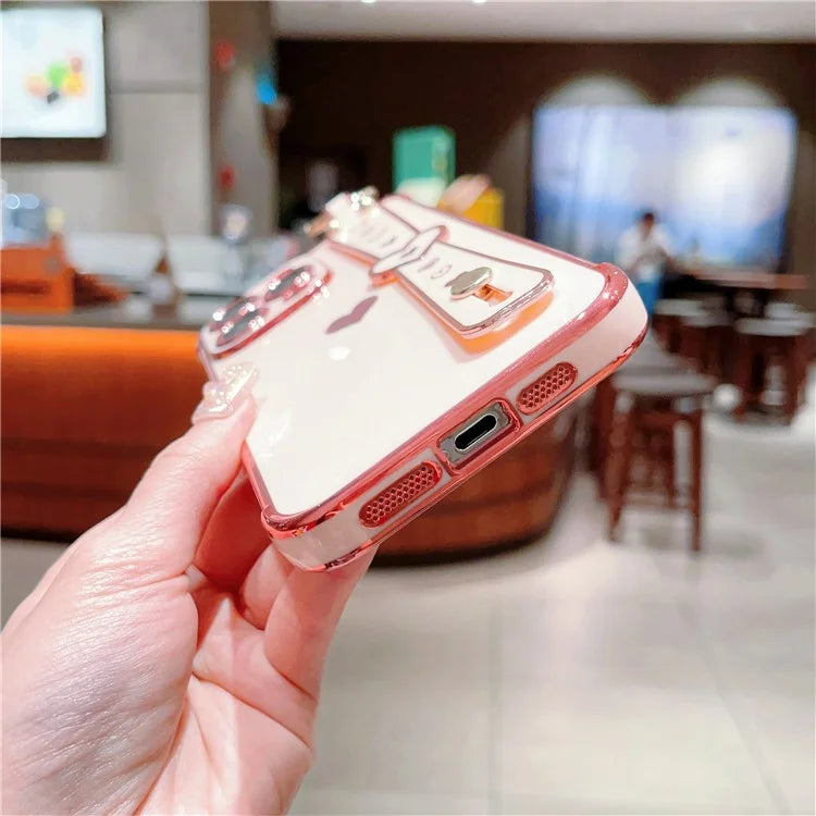 For iPhone 14 Pro Max Case Side Edge Small Love Pattern TPU Phone Cover Wristband