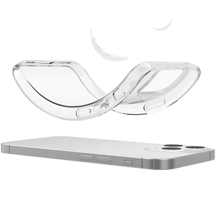 For iPhone 16 Pro Clear TPU Anti-drop Phone Case + Camera Lens Film + 2.5D Arc Edge Tempered Glass Screen Film