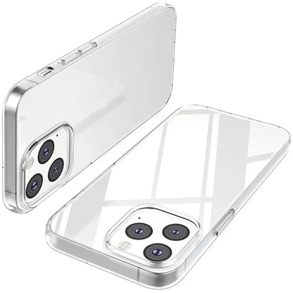 For iPhone 16 Pro Clear TPU Anti-drop Phone Case + Camera Lens Film + 2.5D Arc Edge Tempered Glass Screen Film