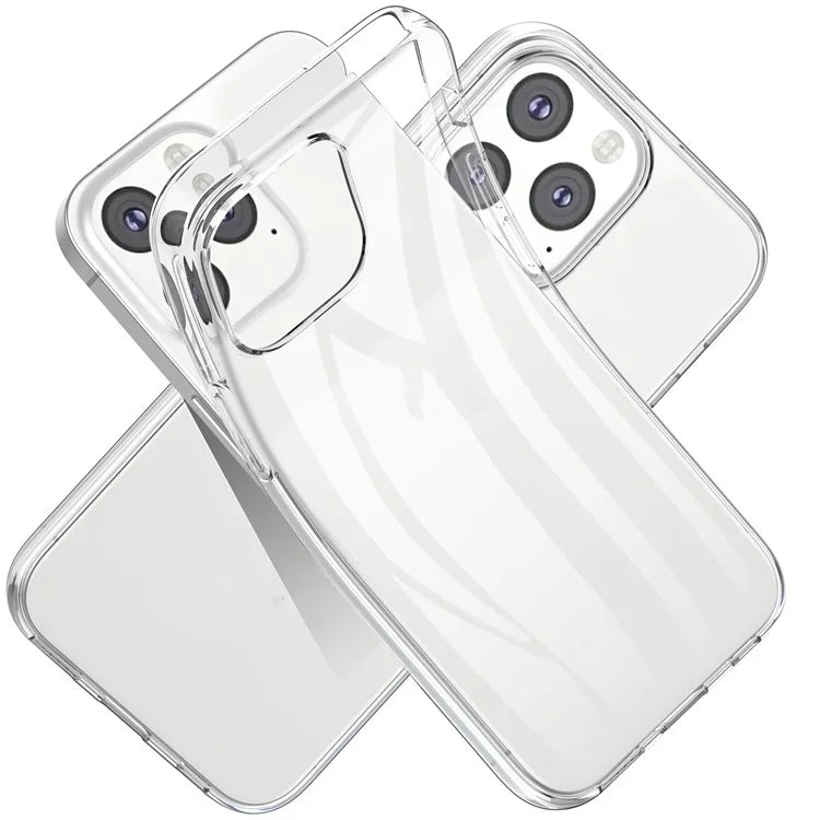 For iPhone 16 Pro Clear TPU Anti-drop Phone Case + Camera Lens Film + 2.5D Arc Edge Tempered Glass Screen Film