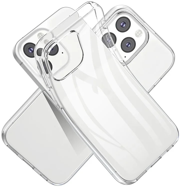 For iPhone 16 Pro Clear TPU Anti-scratch Phone Case + Tempered Glass Lens Film + 2.5D Arc Edge Screen Protector