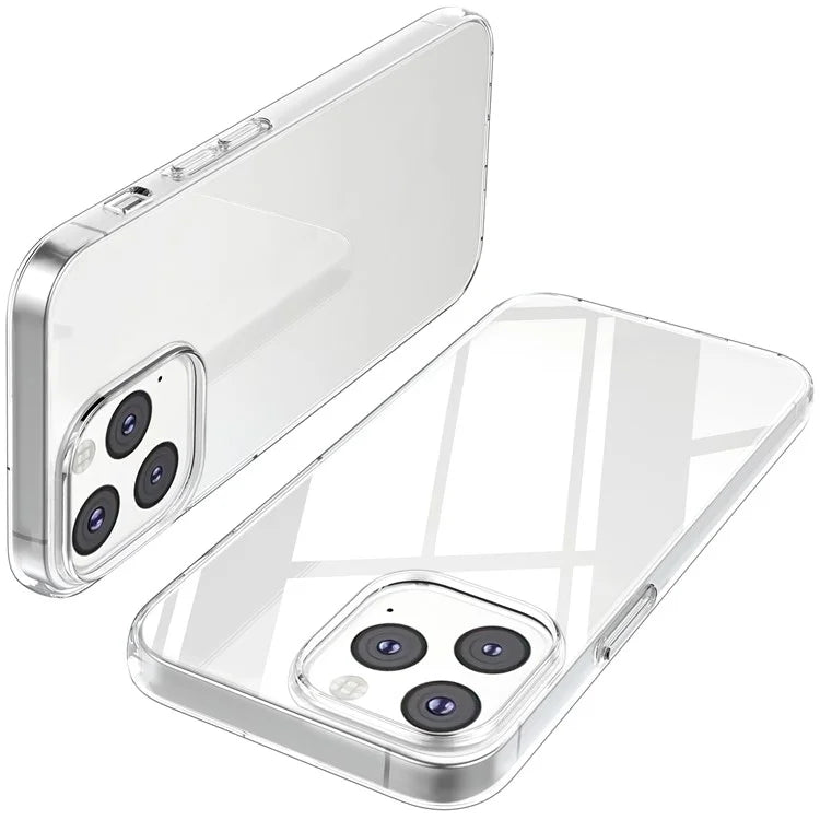 For iPhone 16 Pro Clear TPU Anti-scratch Phone Case + Tempered Glass Lens Film + 2.5D Arc Edge Screen Protector